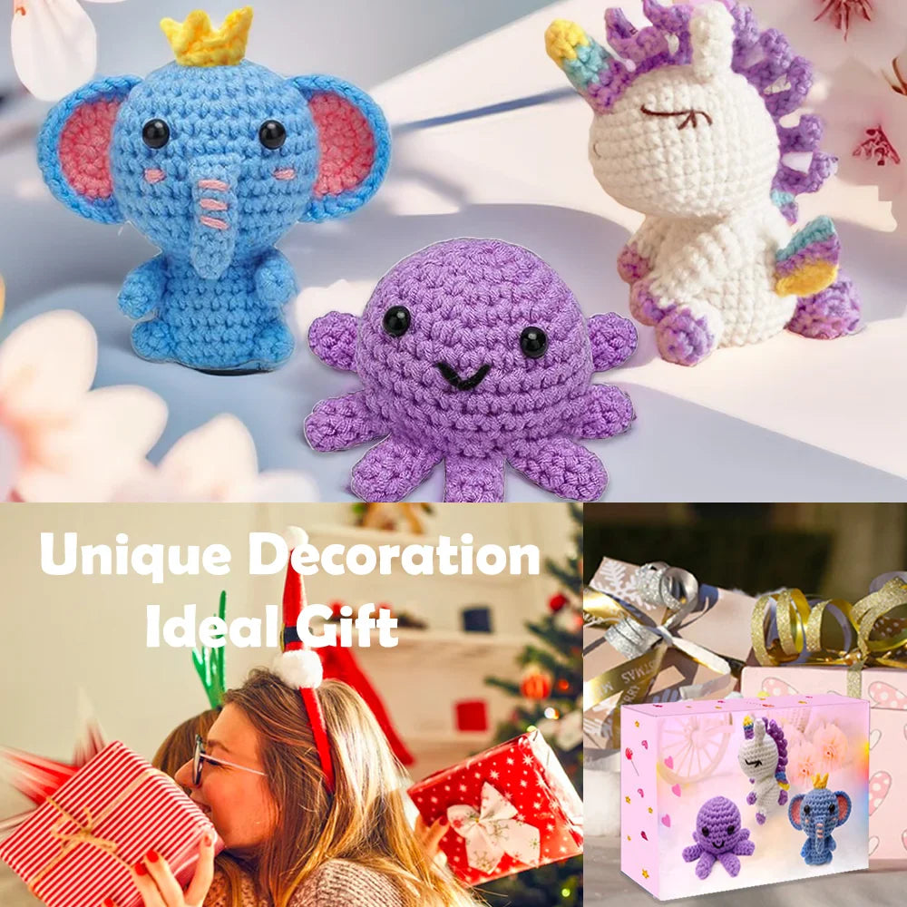 Yarniss Beginner Crochet Kit – Unicorn Octopus Elephant