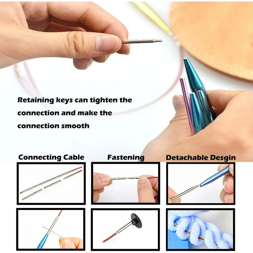 Yarniss 13 Pair Circular Knitting Needle Set 3.0~10.0mm, Interchangeable Aluminum Knitting Needles with Case