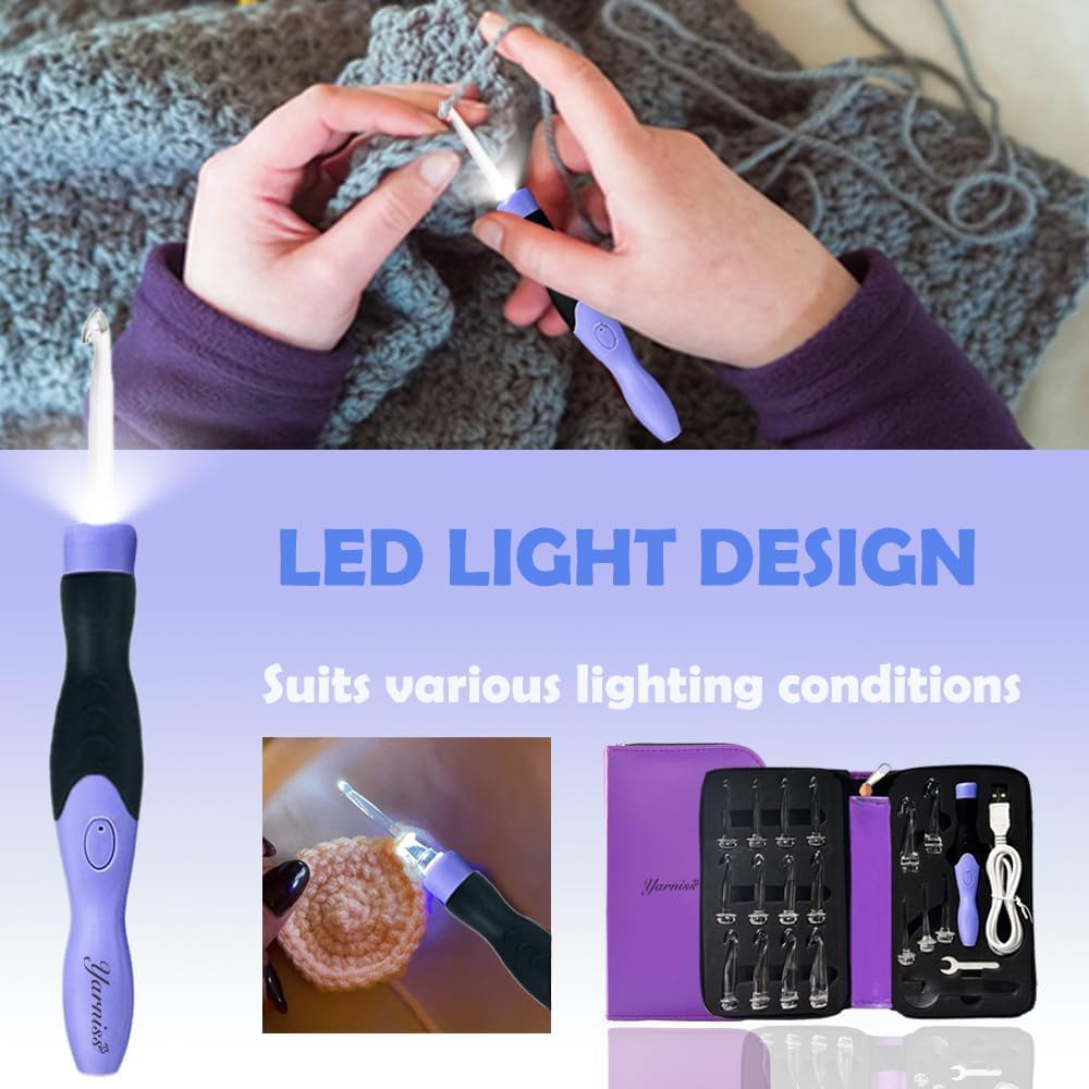 Yarniss Lighted Crochet Hook – LED Tip & USB Recharge