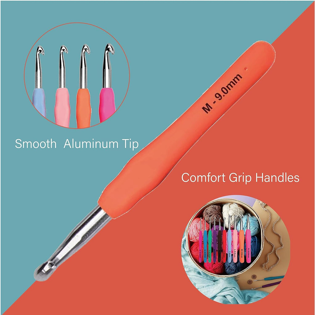 Yarnture Ergonomic Crochet Hooks 6.5-10 mm | Soft-Grip Set (5 Pack)