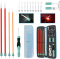 Yarniss 13-Piece Light Up Crochet Hooks 2.5-6.5mm,2 Size Lighted Knitting Needles Set 5.0mm 8.0mm, Includes 2 Extra USB Rechargeable Headswith Case