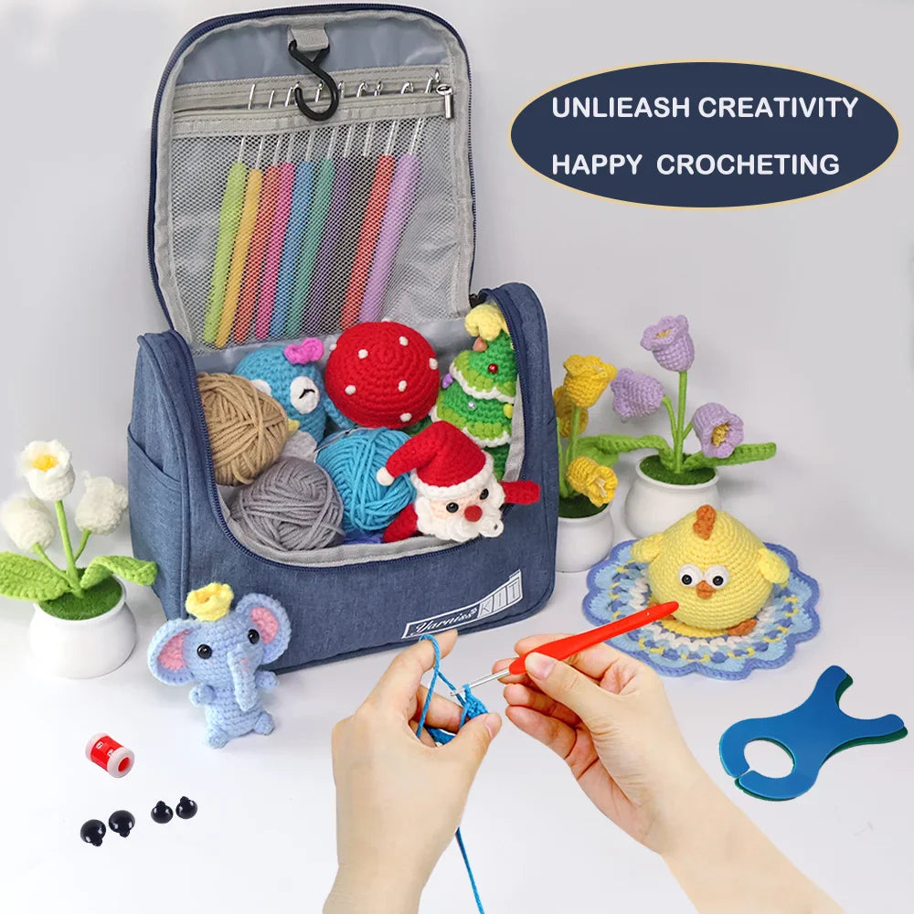 Yarniss Crochet Kit for Beginners,Crochet Kits with 1120 Yards Crochet Yarn Balls and 14 PCS Crochet Hooks Set Travel Knitting Crochet Supplies