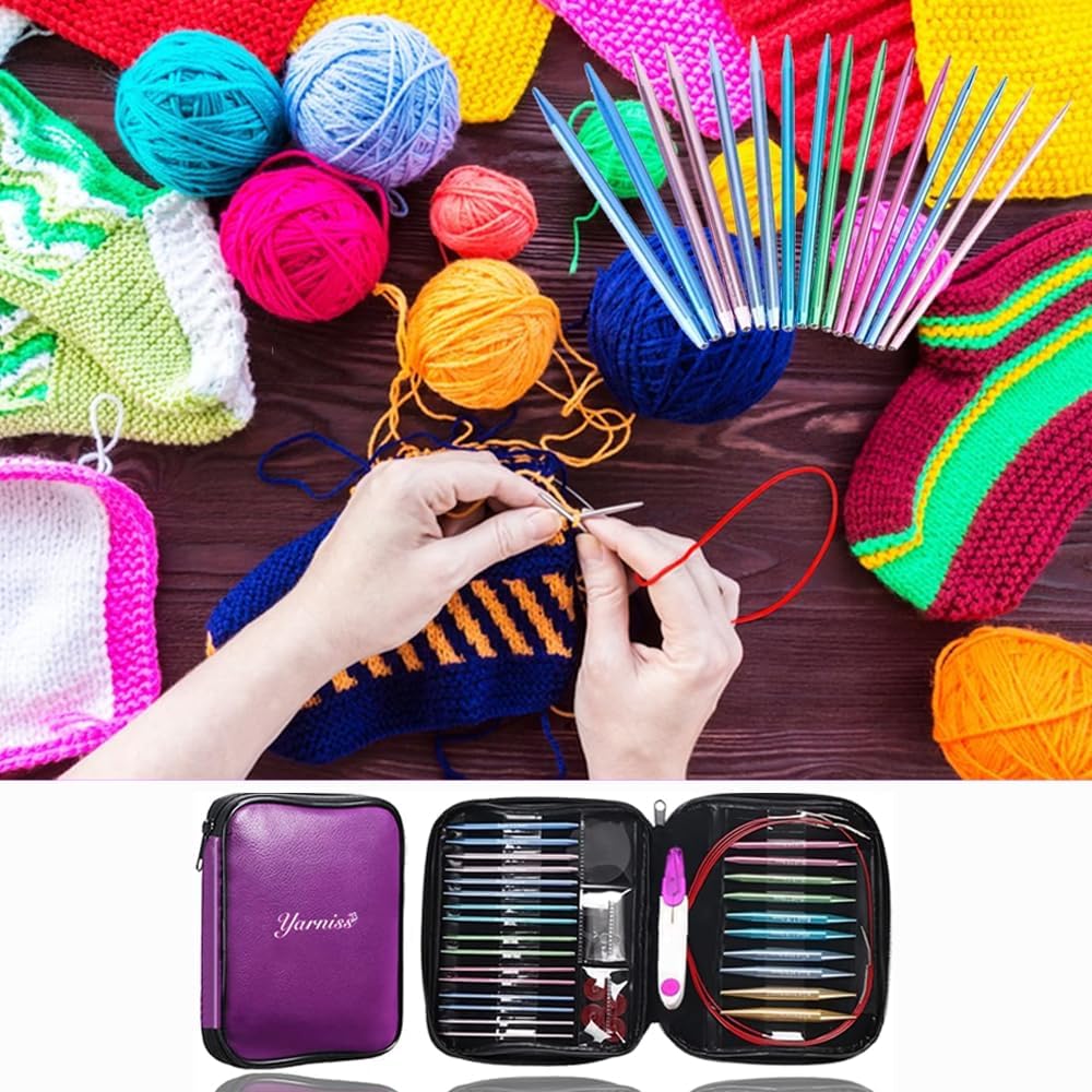 Yarniss Circular Knitting Needles – 13 Pairs, 3-10 mm Interchangeable