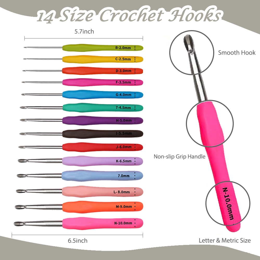 Yarniss Crochet Kits for Beginners with Instruction, All-Inclusive Crochet Set Include 840 Yards Yarn&14 Sizes Crochet Hooks, Crocheting Kit for Adult with Bag,Purple