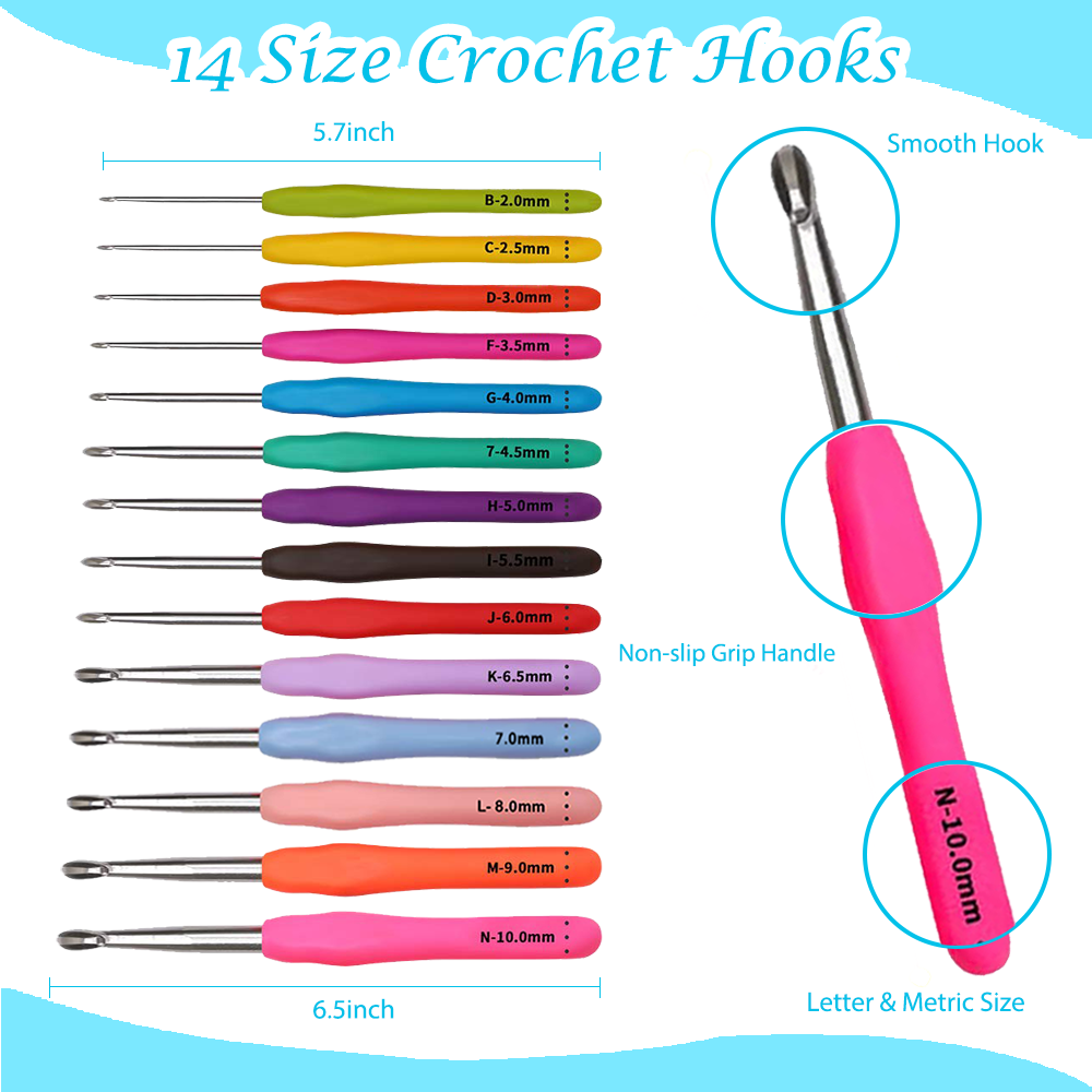 Yarniss Crochet Kits for Beginners with Instruction, All-Inclusive Crochet Set Include 840 Yards Yarn&14 Sizes Crochet Hooks, Crocheting Kit for Adult with Bag,Purple