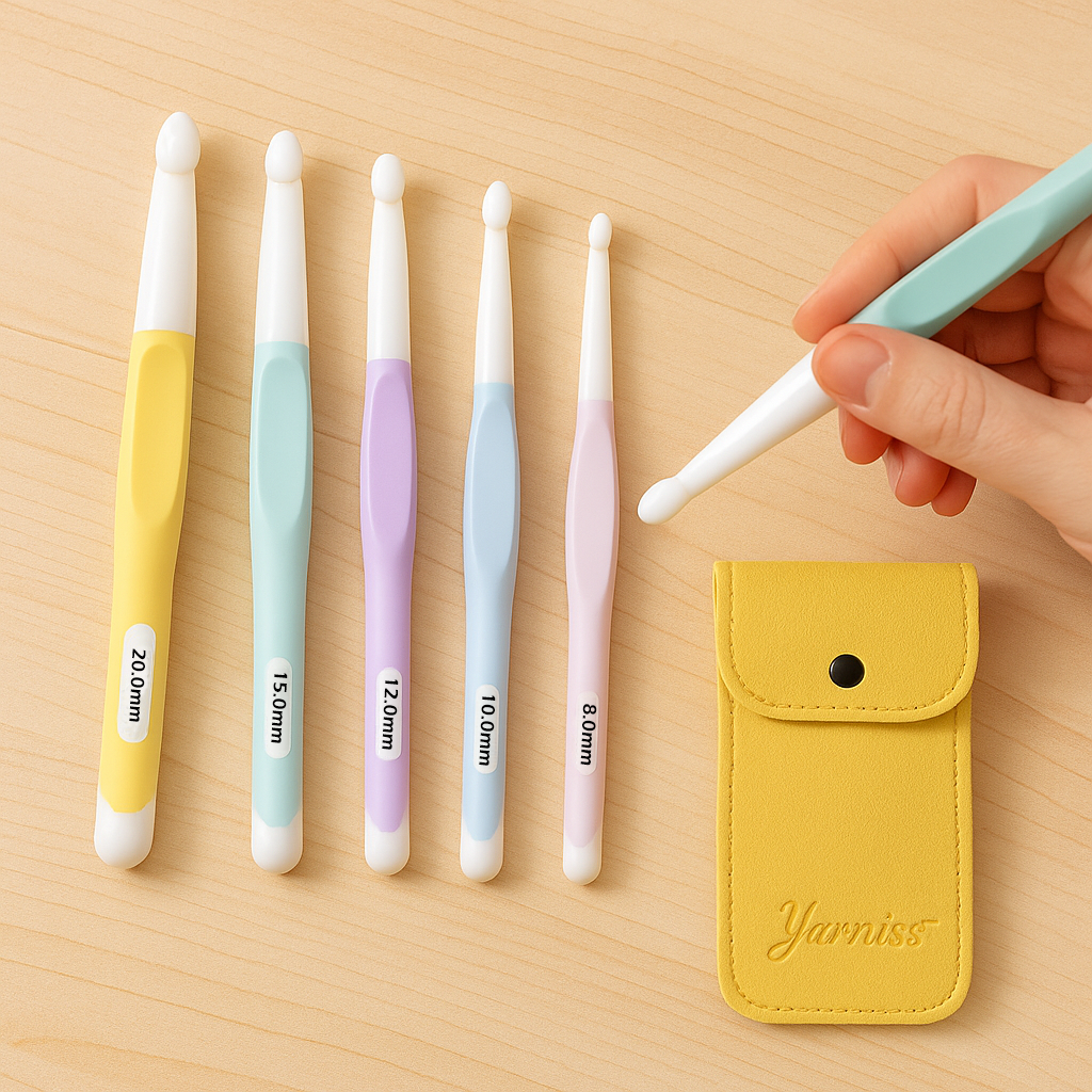Yarniss Large Crochet Hooks 8.0mm 10.0mm 12.0mm 15.0mm 20.0mm,Big Crochet Hooks,Yarn Needles with Ergonomic Handle
