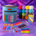 Yarniss Crochet Kit for Beginners,Crochet Kits with 1120 Yards Crochet Yarn Balls and 14 PCS Crochet Hooks Set Travel Knitting Crochet Supplies