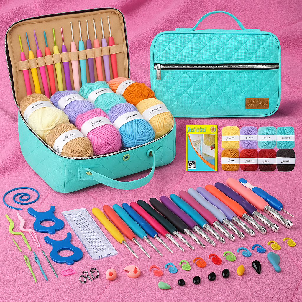 Yarniss Crochet Kit for Beginners,Crochet Kits with 1120 Yards Crochet Yarn Balls and 14 PCS Crochet Hooks Set Travel Knitting Crochet Supplies