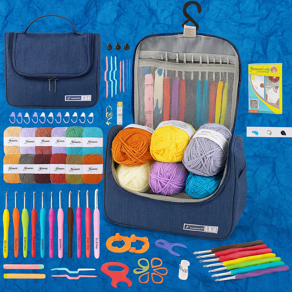 Yarniss Crochet Kit for Beginners,Crochet Kits with 1120 Yards Crochet Yarn Balls and 14 PCS Crochet Hooks Set Travel Knitting Crochet Supplies