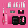 Yarniss 17 Size Lighted Crochet Hooks Set 2.5 mm to 14.0 mm, Plastic&Metal Rechargeable Light Up Crochet Hooks with Case