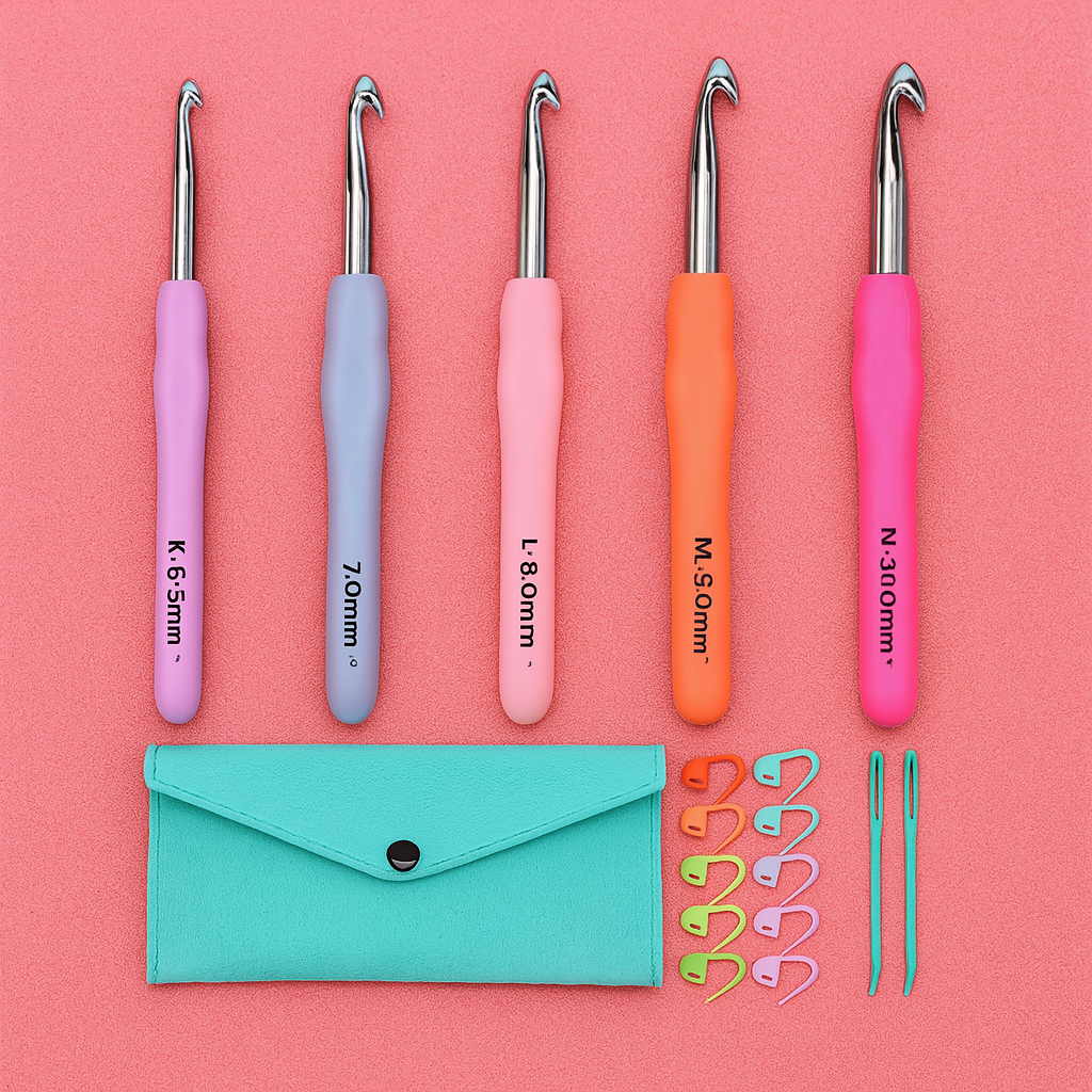 Yarnture Ergonomic Crochet Hooks 6.5-10 mm | Soft-Grip Set (5 Pack)