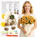 Yarniss Crochet Kit for Blanket, Sunflower Blanket Kit with Instruction & Step-by-Step Video Tutorial, Floral Blanket Set for Beginner